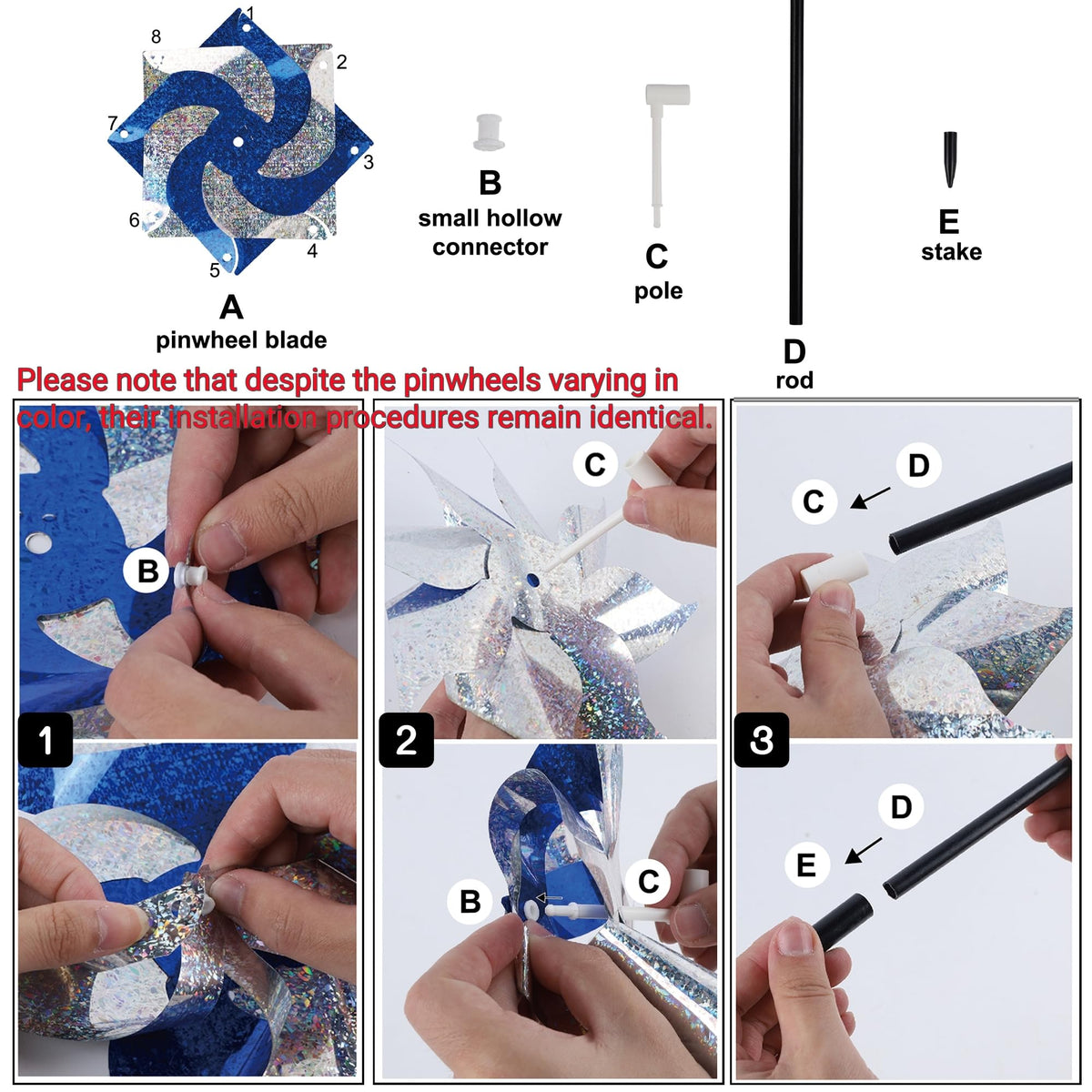 Hausse reflective pinwheels catch light from multiple angles for attention.