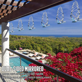 Hausse dual-sided silver mylar spinner catches sunlight to deter birds.