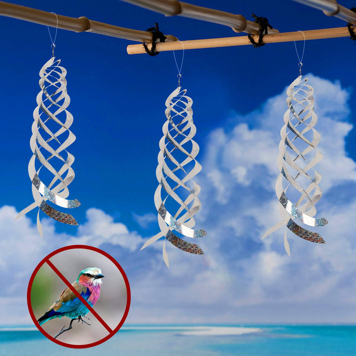 Hausse 15.8-inch reflector spinner works in orchards and yards, attracting birds' attention.