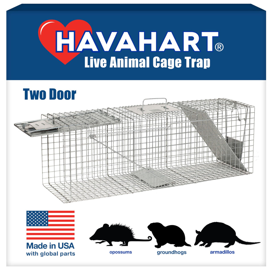 HAVAHART 1045SR trap front view shows two doors for humane capture of wildlife