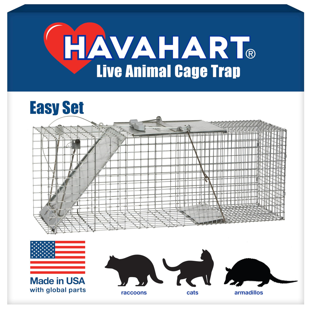 HAVAHART 1085 trap assembly view shows easy setup for humane wildlife capture.