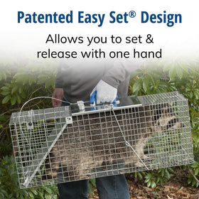 Galvanized wire mesh on HAVAHART trap resists rust and stands up to outdoor conditions.