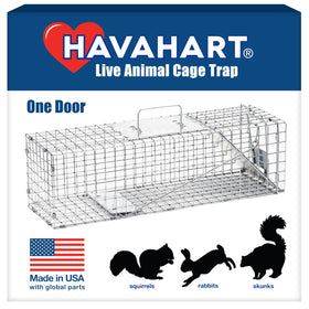 HAVAHART medium 1-door trap entrance enables humane capture of small animals.