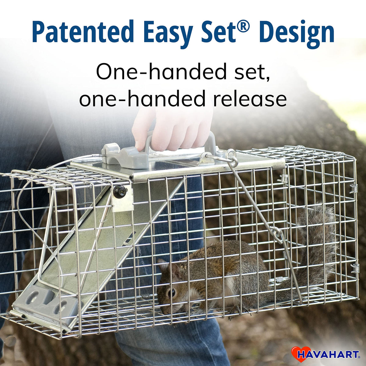 HAVAHART Easy Set one-handed operation for convenient trap setup
