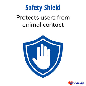 HAVAHART safety shield closeup highlighting hands-safe operation during setup and release.