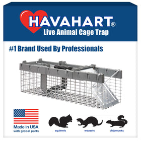 HAVAHART small 1-Door trap front view for humane capture of squirrels and chipmunks.