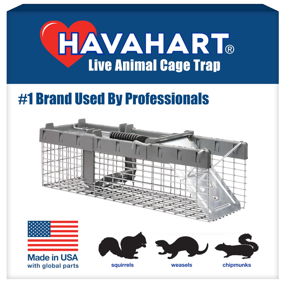 HAVAHART small 1-Door trap front view for humane capture of squirrels and chipmunks.