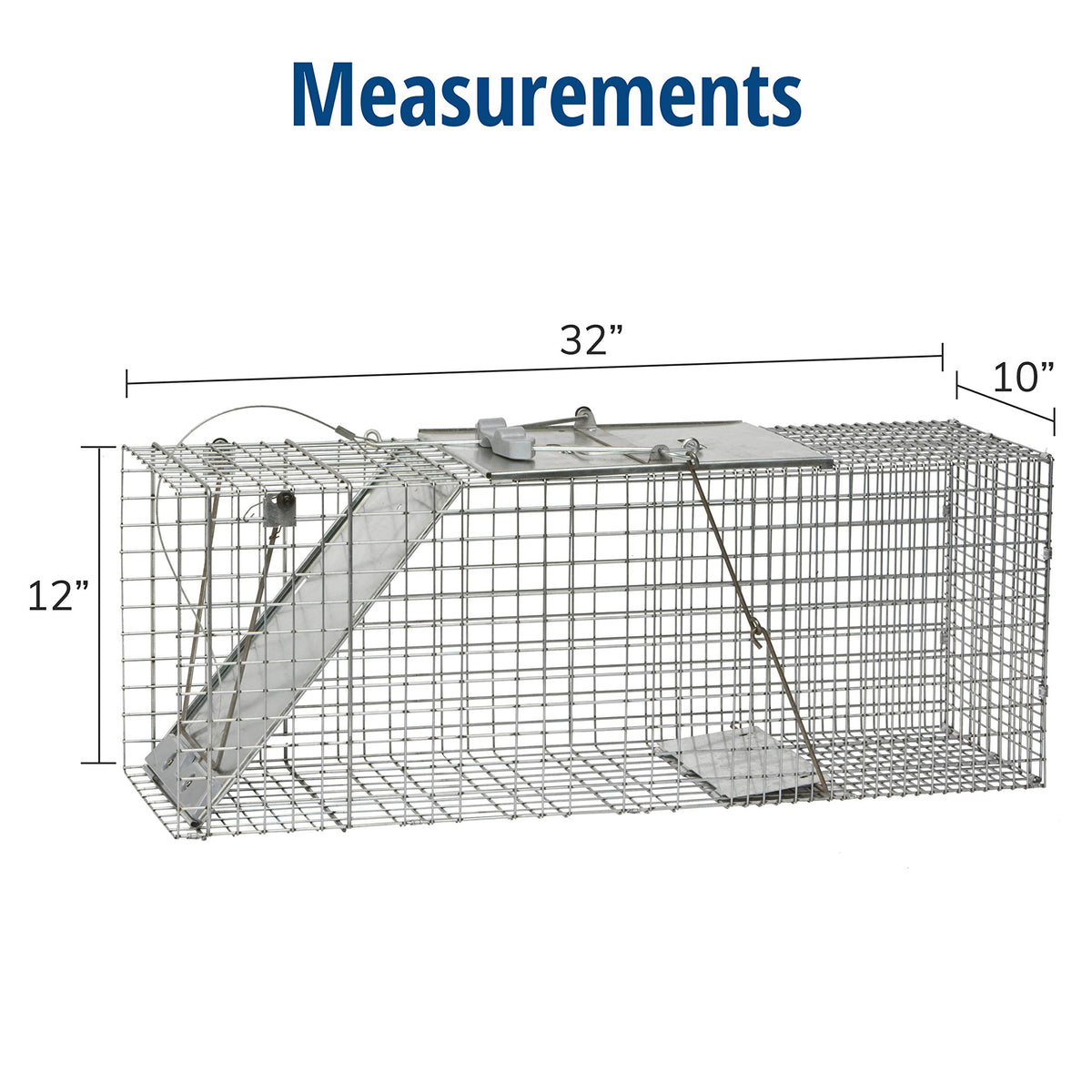 Sturdy steel door on HAVAHART trap demonstrates durable construction for long-term use.