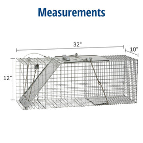 Sturdy steel door on HAVAHART trap demonstrates durable construction for long-term use.
