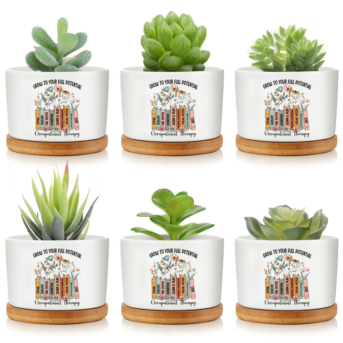 Havawish OT gifts mini ceramic pots for succulents on a desk, decorative and compact