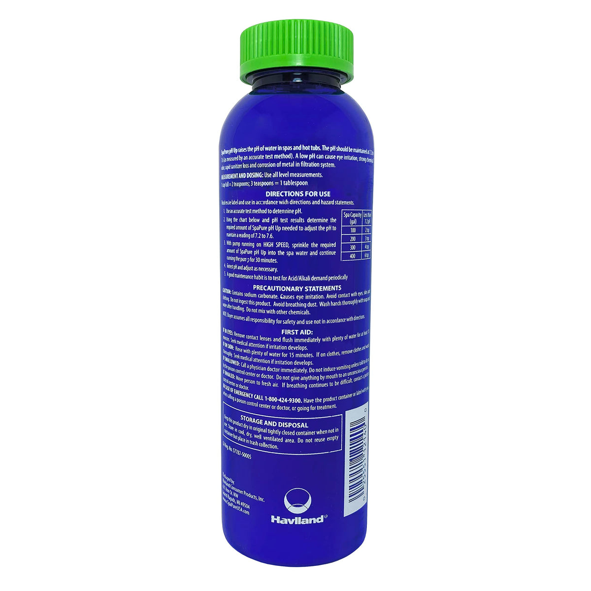 Haviland SpaPure pH Up added to spa water to prevent corrosion.