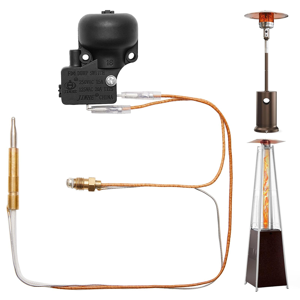 Havyduti thermocouple tilt switch kit for safe outdoor heating operations.