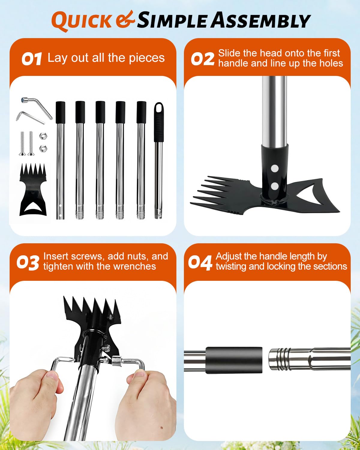HAWAJOK complete kit with four extension poles for versatility.