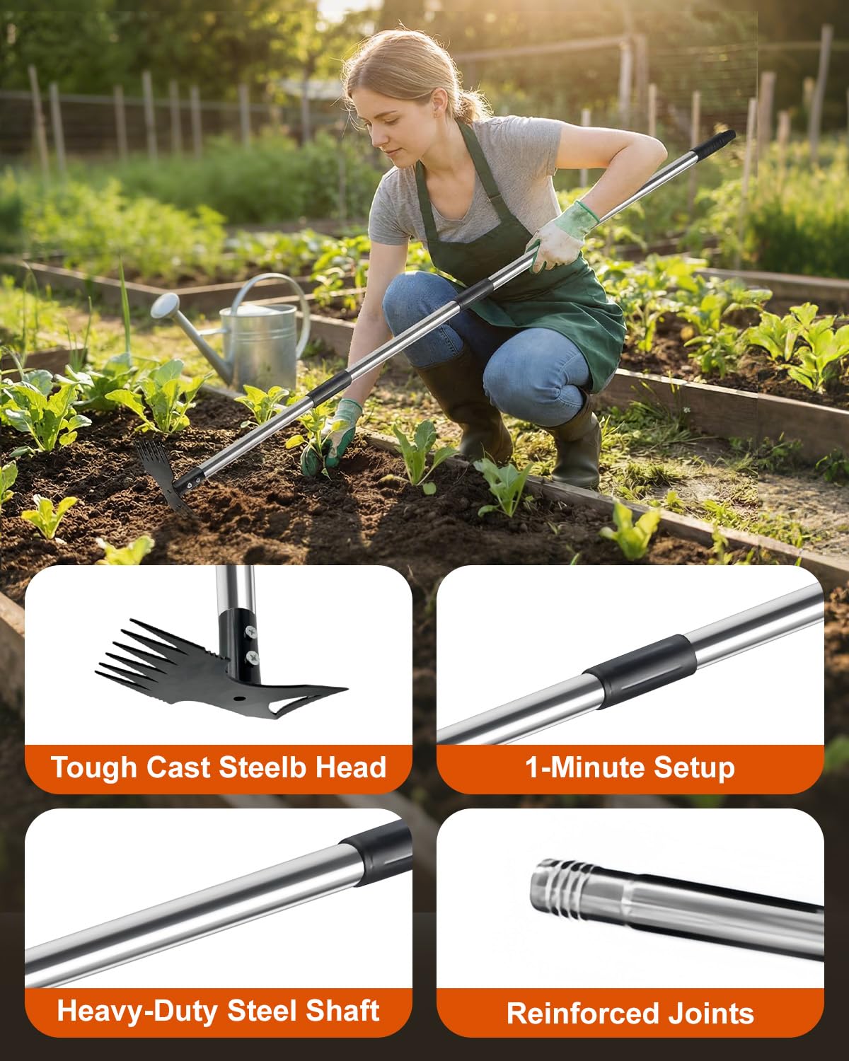HAWAJOK ergonomic design reduces bending during gardening tasks.
