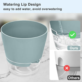 Hayder plant pot with transparent reservoir to monitor water levels.