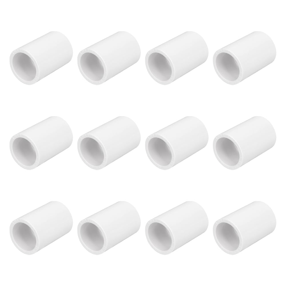 HayEastdor 12pcs half-inch PVC pipe coupling; ideal for quick irrigation connections.