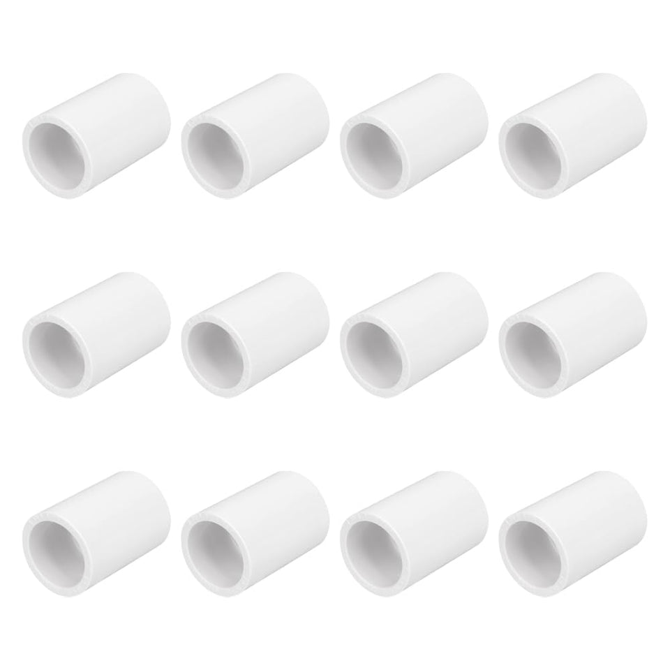 HayEastdor 12pcs half-inch PVC pipe coupling; ideal for quick irrigation connections.