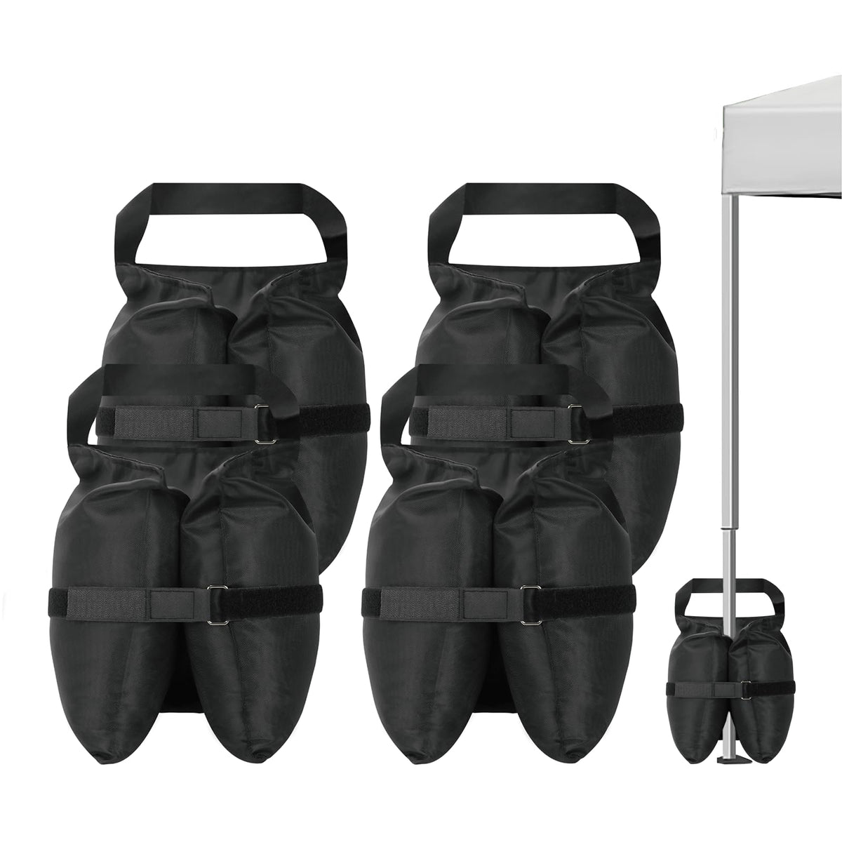 HAZBEN 140lbs canopy weights with wrap-around design securing canopy legs in light wind.