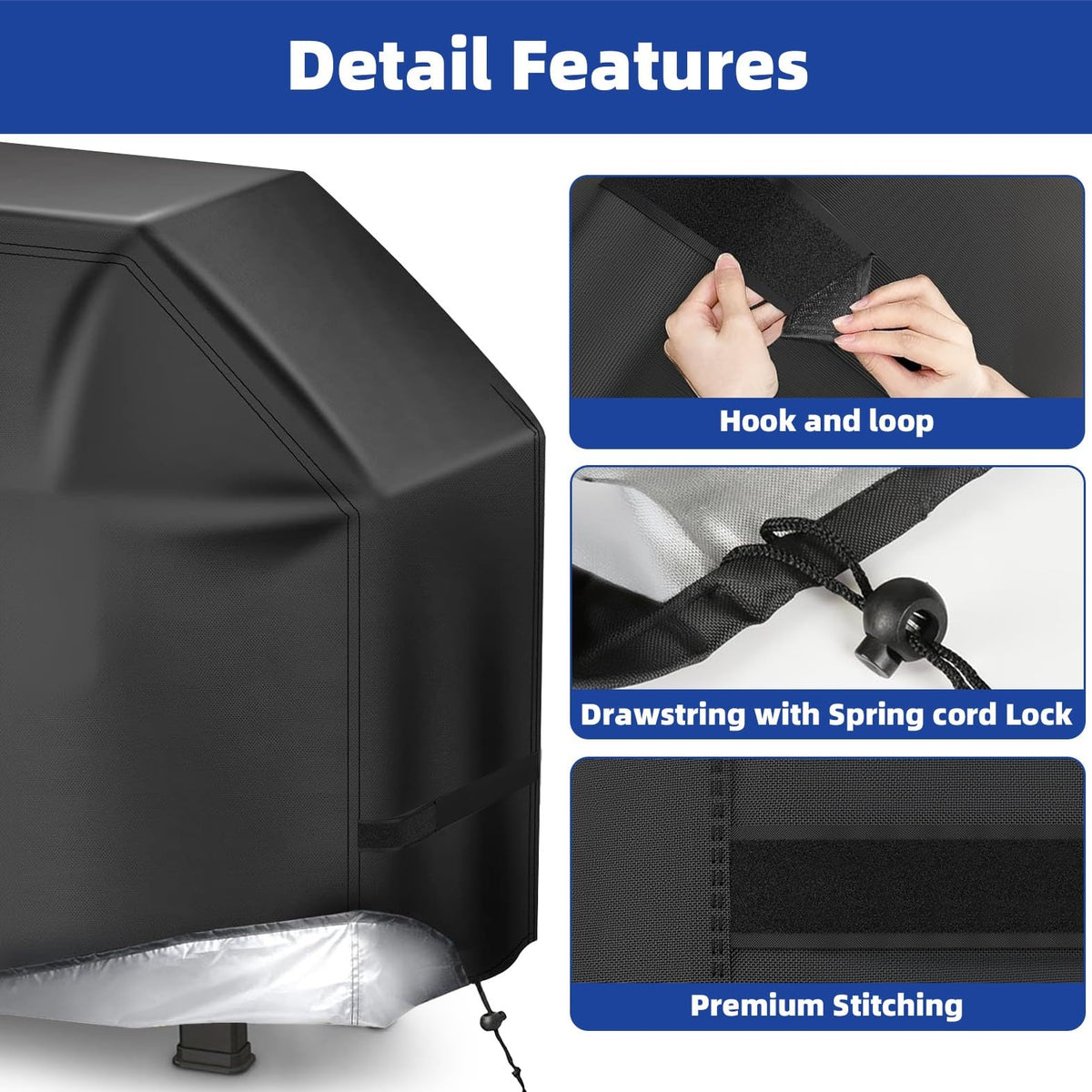 HAZBEN Perfect Grill Cover adjustable-hem keeps your grill snug and secure.