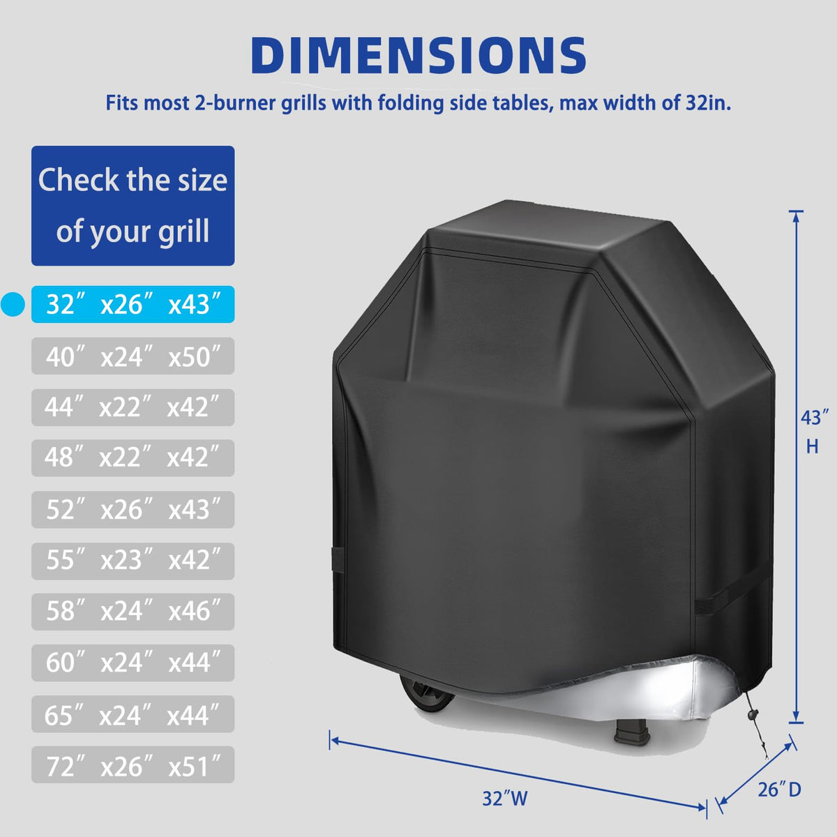 HAZBEN grill cover with rip-proof fabric guards against wind and debris