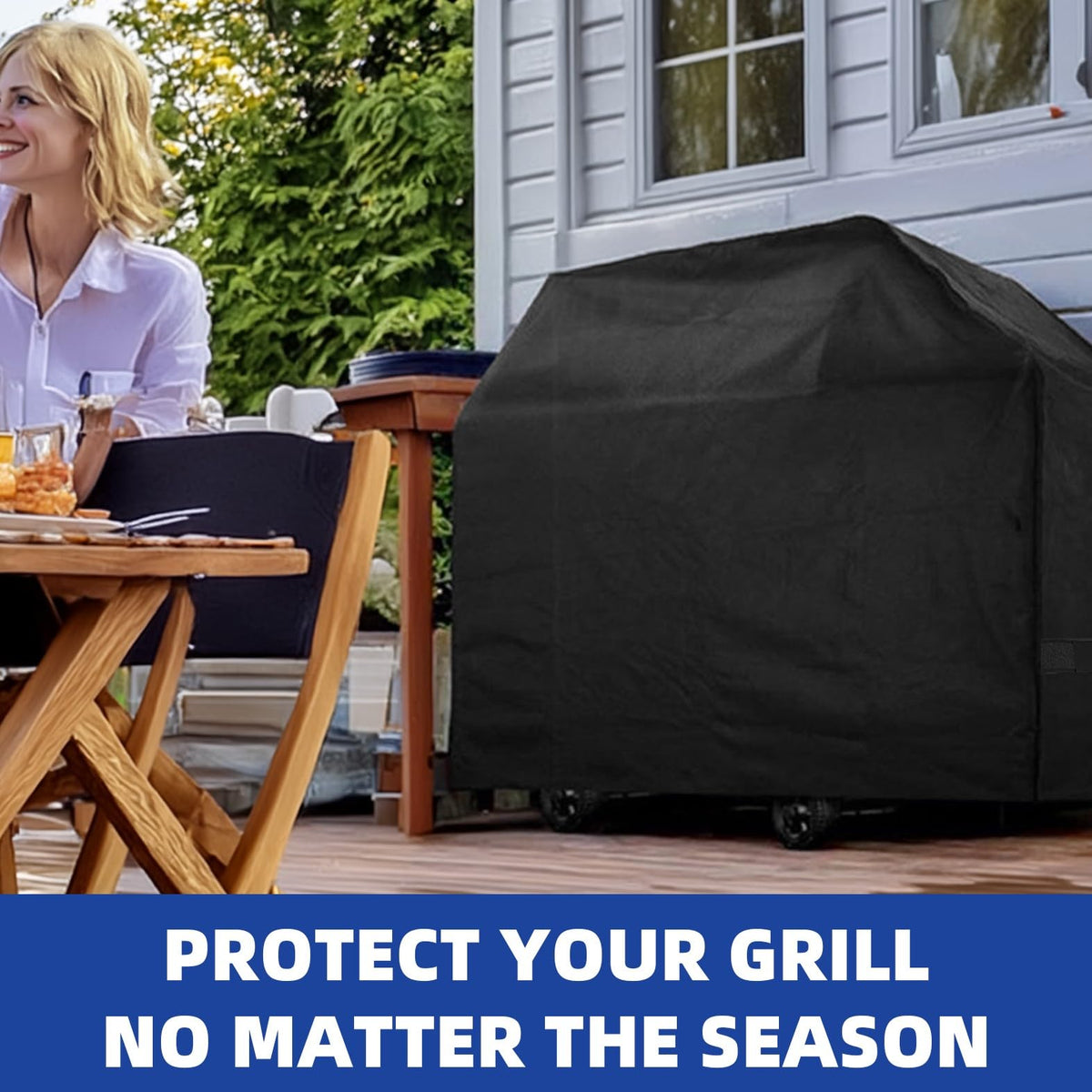 HAZBEN cover keeps grill dry in windy weather