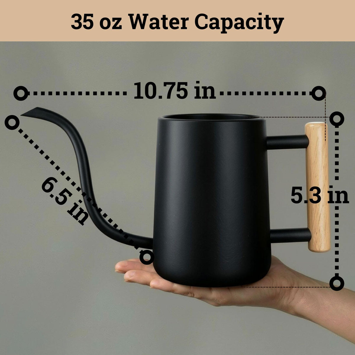 HB Design Co. Gooseneck spout helps aim flow precisely to each plant's base.