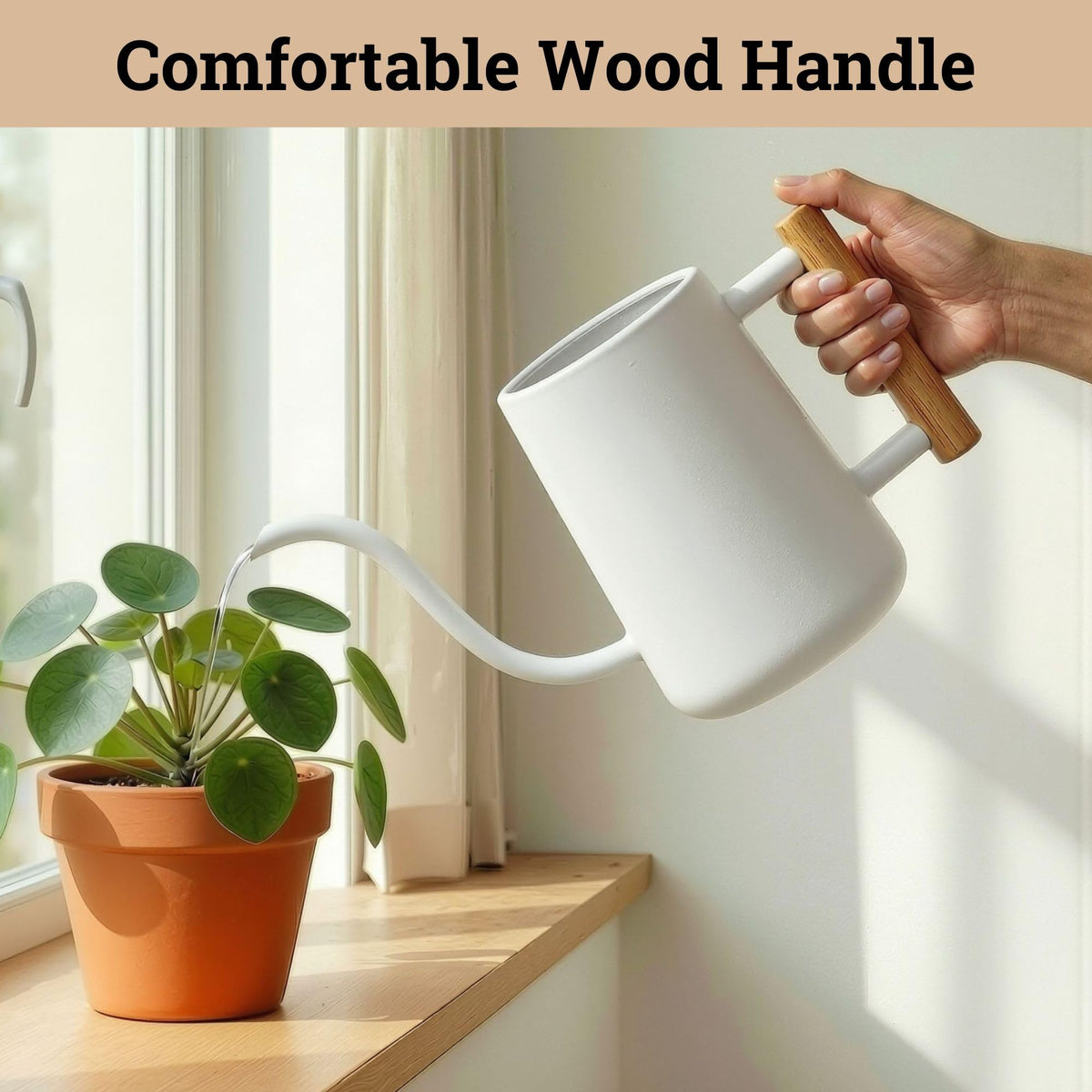 HB Design Co no-spill design promotes neat, controlled watering.
