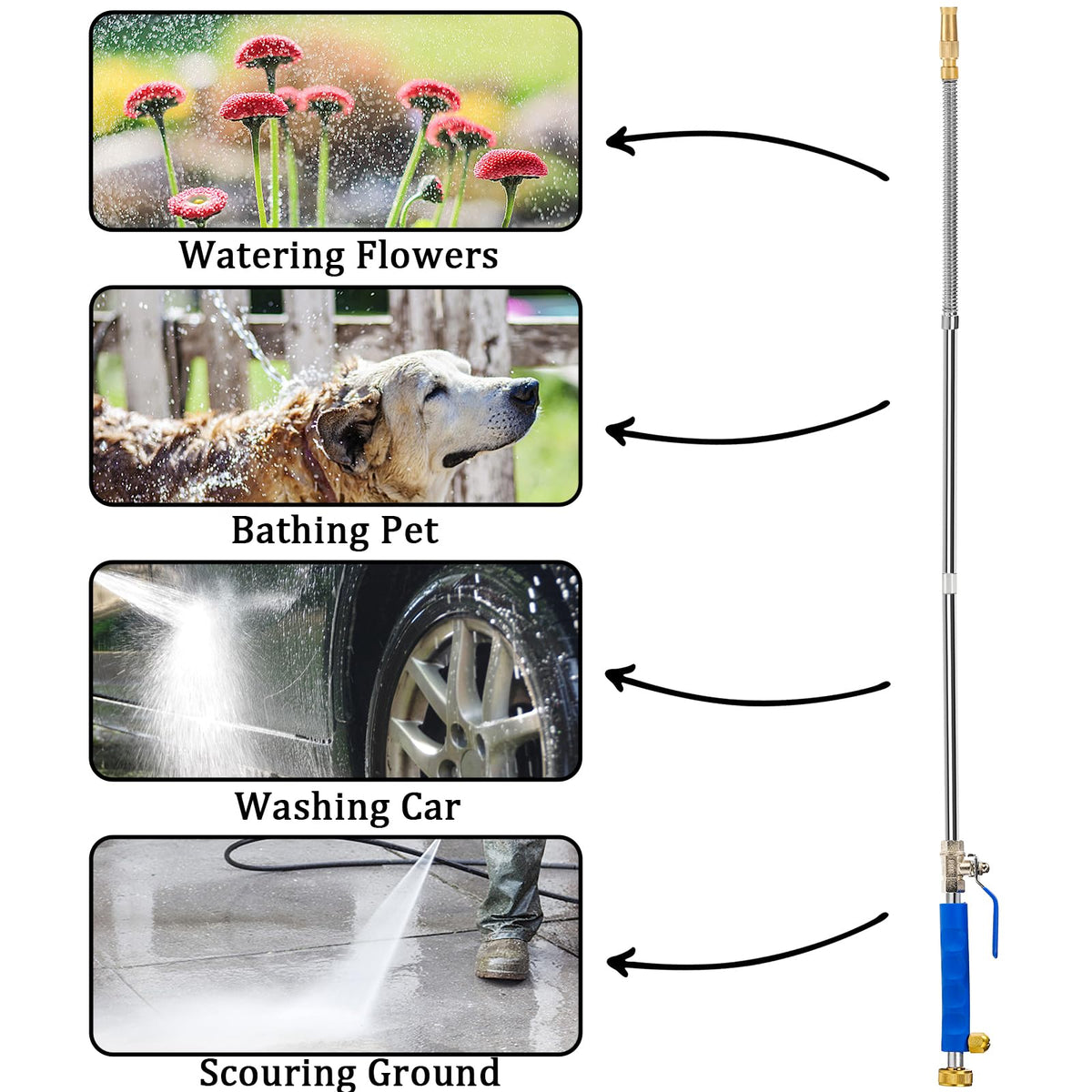 Hbaushun hydro jet wand with three nozzles offers versatile cleaning options.