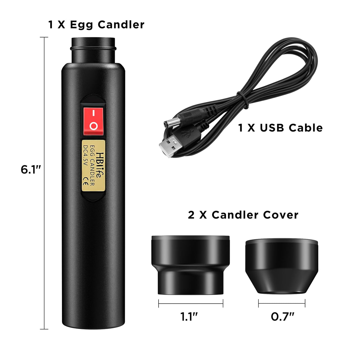 HBlife Egg Candler LED illumination delivers a clear view of development.