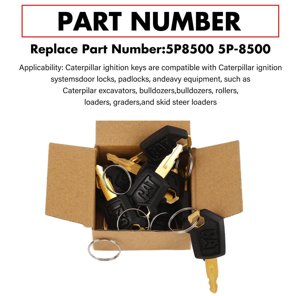 Hbsuh Cat Keys 5P8500 pack keys and rings ready for use.