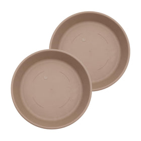 HC Companies 12-inch sandstone plant saucer catches excess water to protect surfaces.