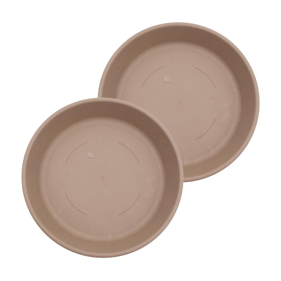 HC Companies 12-inch sandstone plant saucer catches excess water to protect surfaces.
