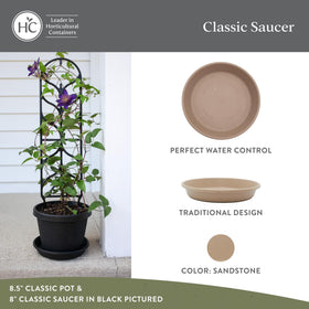 HC Companies UV-resistant plastic saucer is lightweight for easy indoor use.