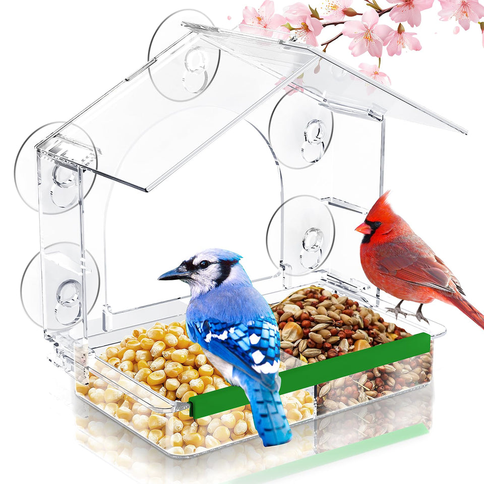 HCGADON window bird feeder with strong suction cups for secure glass mounting.