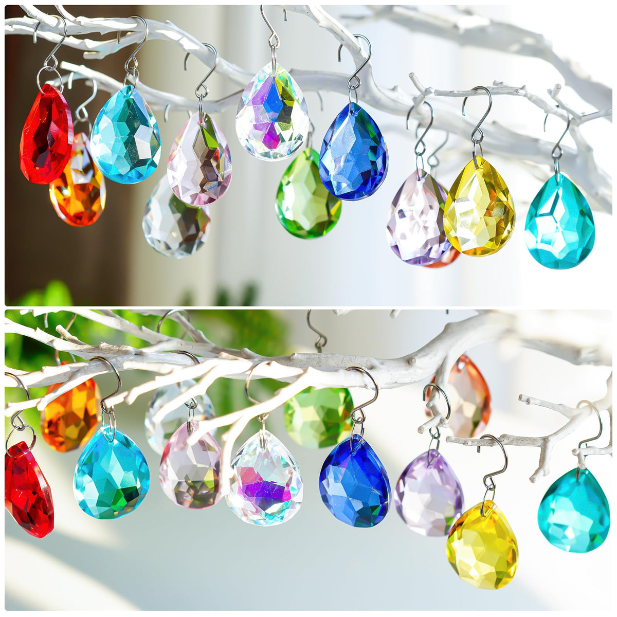 H&D HYALINE & DORA 38mm bauhinia prisms include hardware for easy hanging