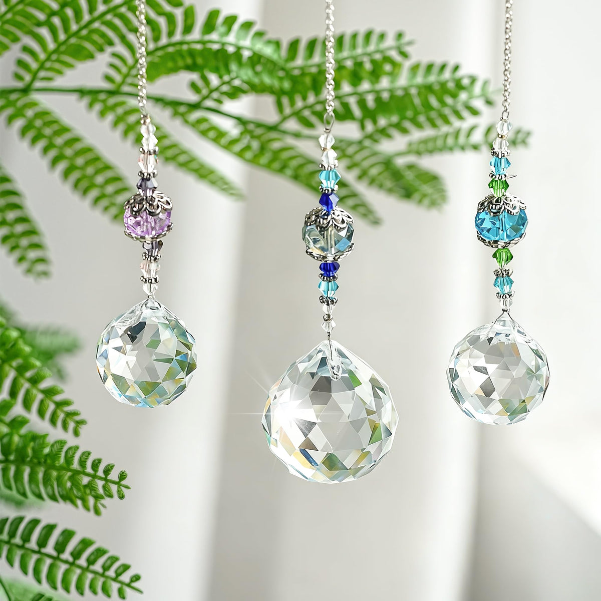 H&D Hyaline & Dora 40mm prism ball as chandelier accent with shimmering reflections