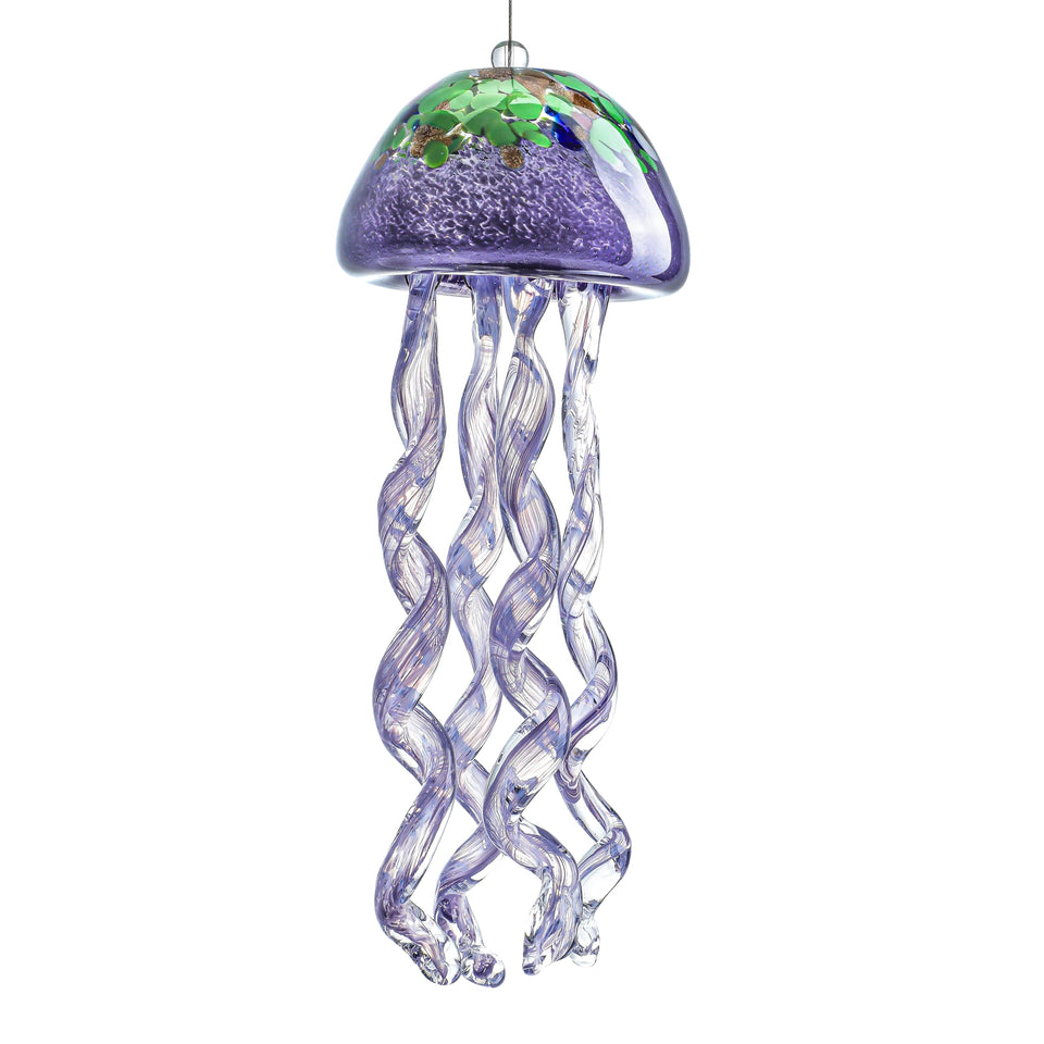 H&D HYALINE & DORA Purple Jellyfish Wind Chime 14in adds serene color to outdoor spaces
