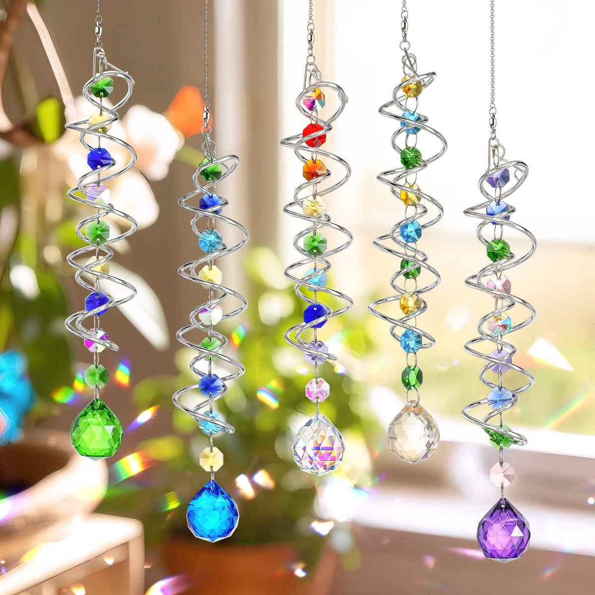 H D HYALINE & DORA crystal beads on a sun catcher pendant