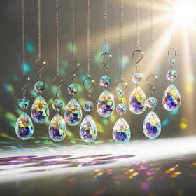 H&D HYALINE AND DORA bauhinia crystal suncatcher bead reflects sunlight with vibrant color.
