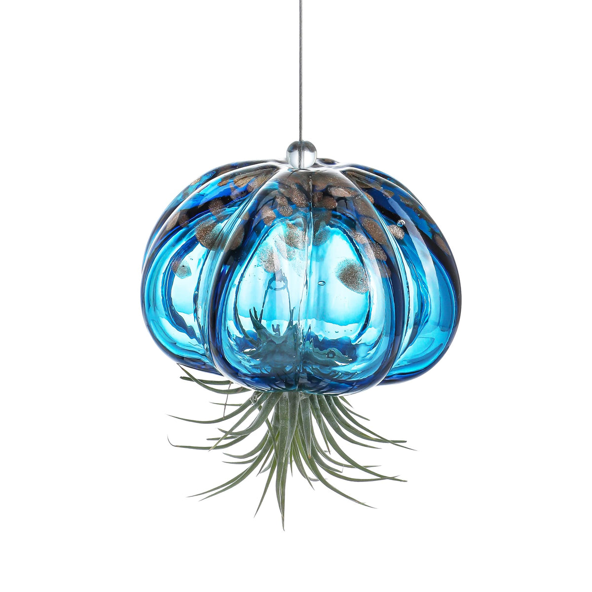 H&D Hyaline & Dora blue jellyfish air planter, hand-blown glass, sunny window display.