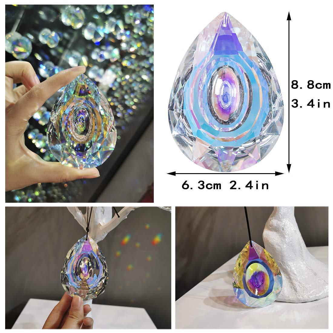 H&D HYALINE & DORA crystal prism hanging adds vivid rainbows to any room.