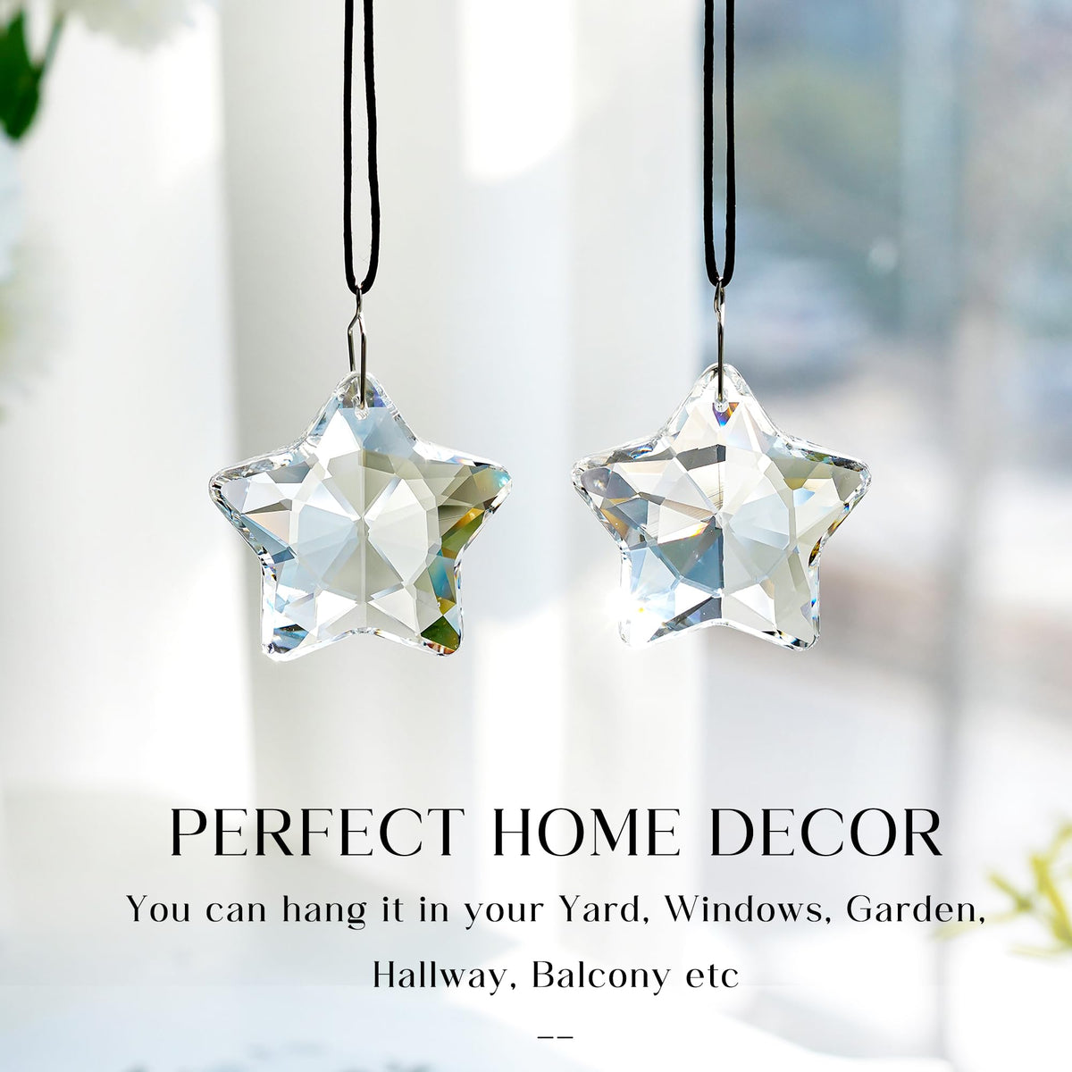 H&D HYALINE & DORA crystal star chandelier enhances porch ambiance.