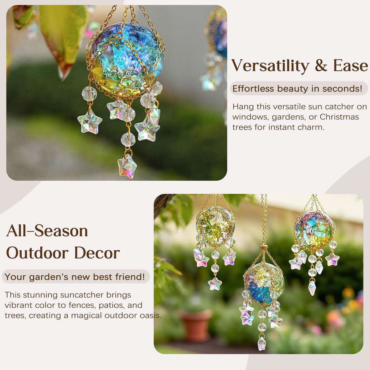 H&D Hyaline & Dora hanging in a sunny window creates shimmering rainbow accents.