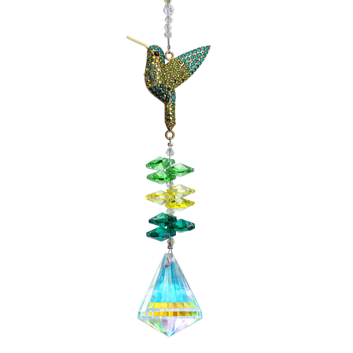 HD Hyaline Dora hummingbird sun catcher dazzles with prisms for bright colorful reflections