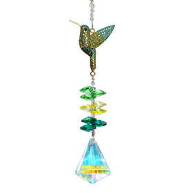 HD Hyaline Dora hummingbird sun catcher dazzles with prisms for bright colorful reflections