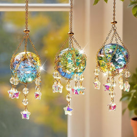 H&D Hyaline & Dora ice cracked ball 40mm catches sunlight to brighten meditation corners.