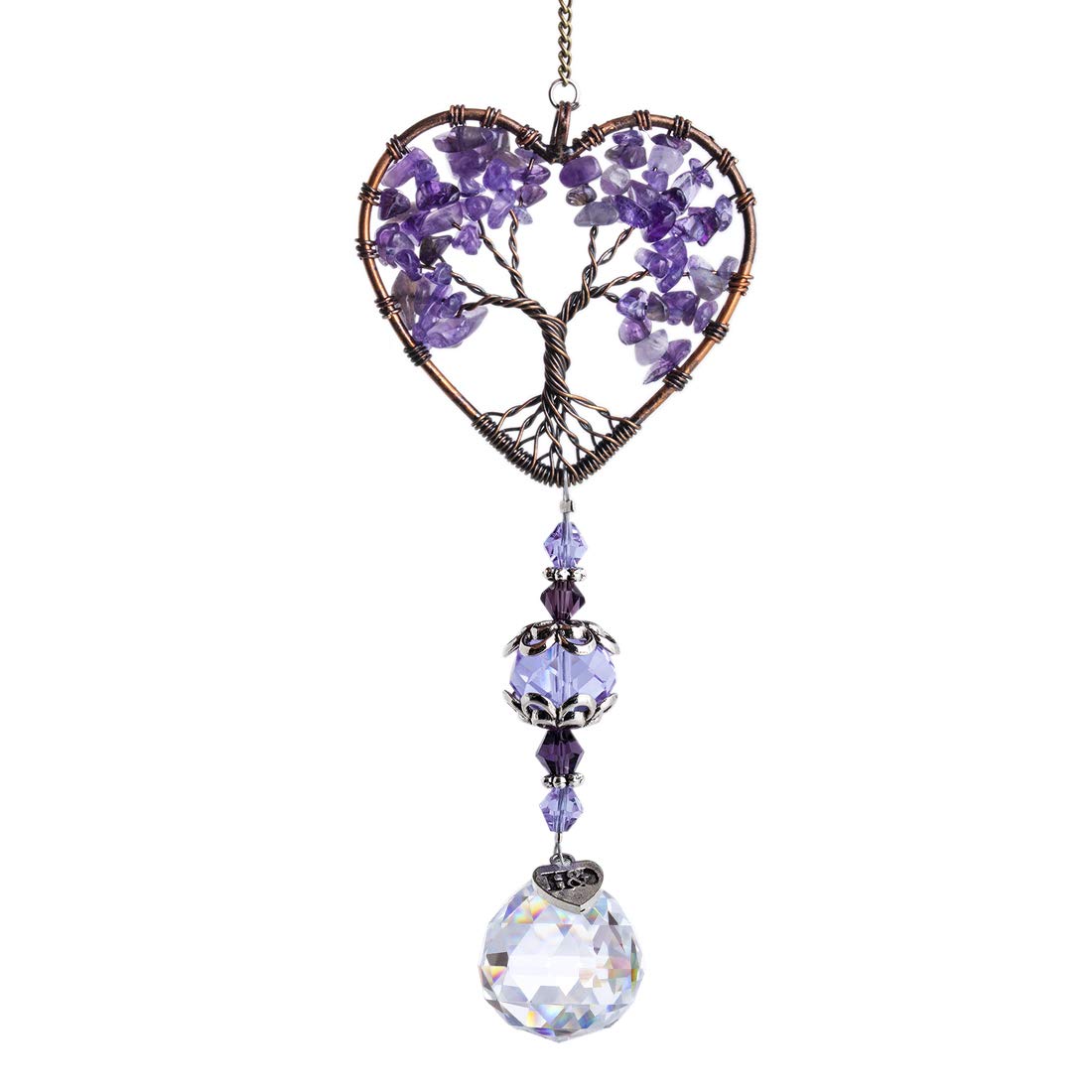 H&D HYALINE & DORA sun catcher with crystal tree of life drops for sunlit windows