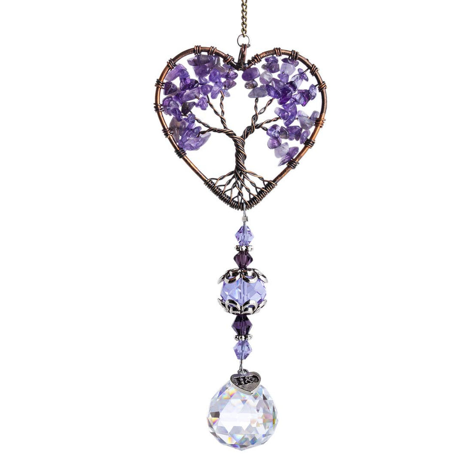 H&D HYALINE & DORA sun catcher with crystal tree of life drops for sunlit windows