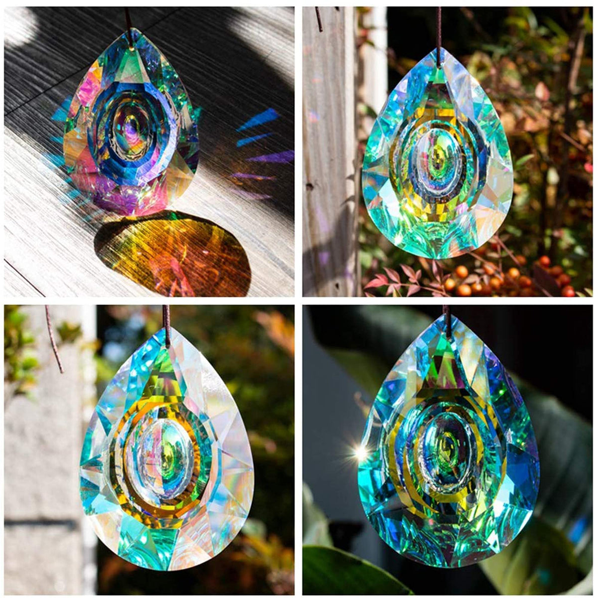 H&D HYALINE & DORA window suncatcher produces colorful prisms on sunny days.