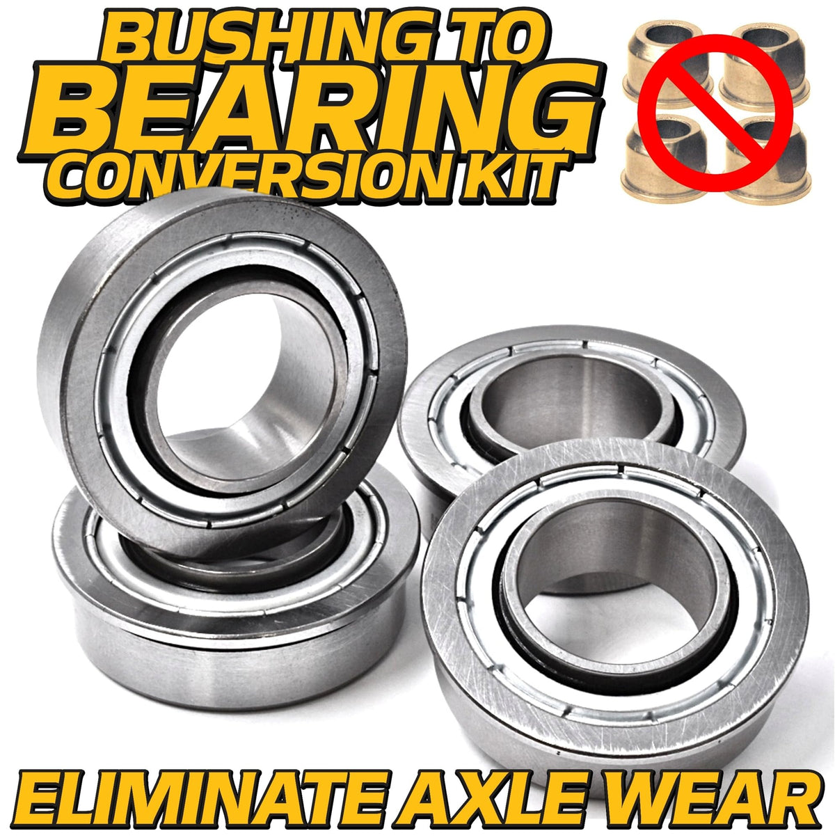 HD Switch complete steering spindle rebuild kit with caster caps, ready for installation.